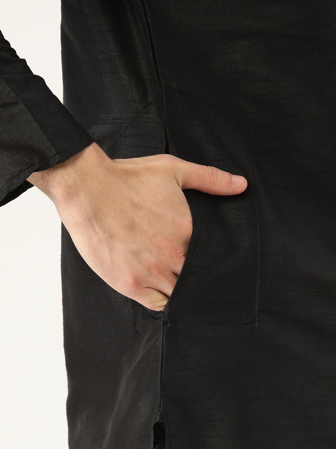 SOJANYA Lelaki Hitam Solid Kurta Lurus