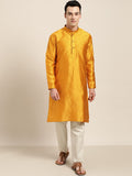 SOJANYA Men Mustard Yellow Woven Design Straight Kurta