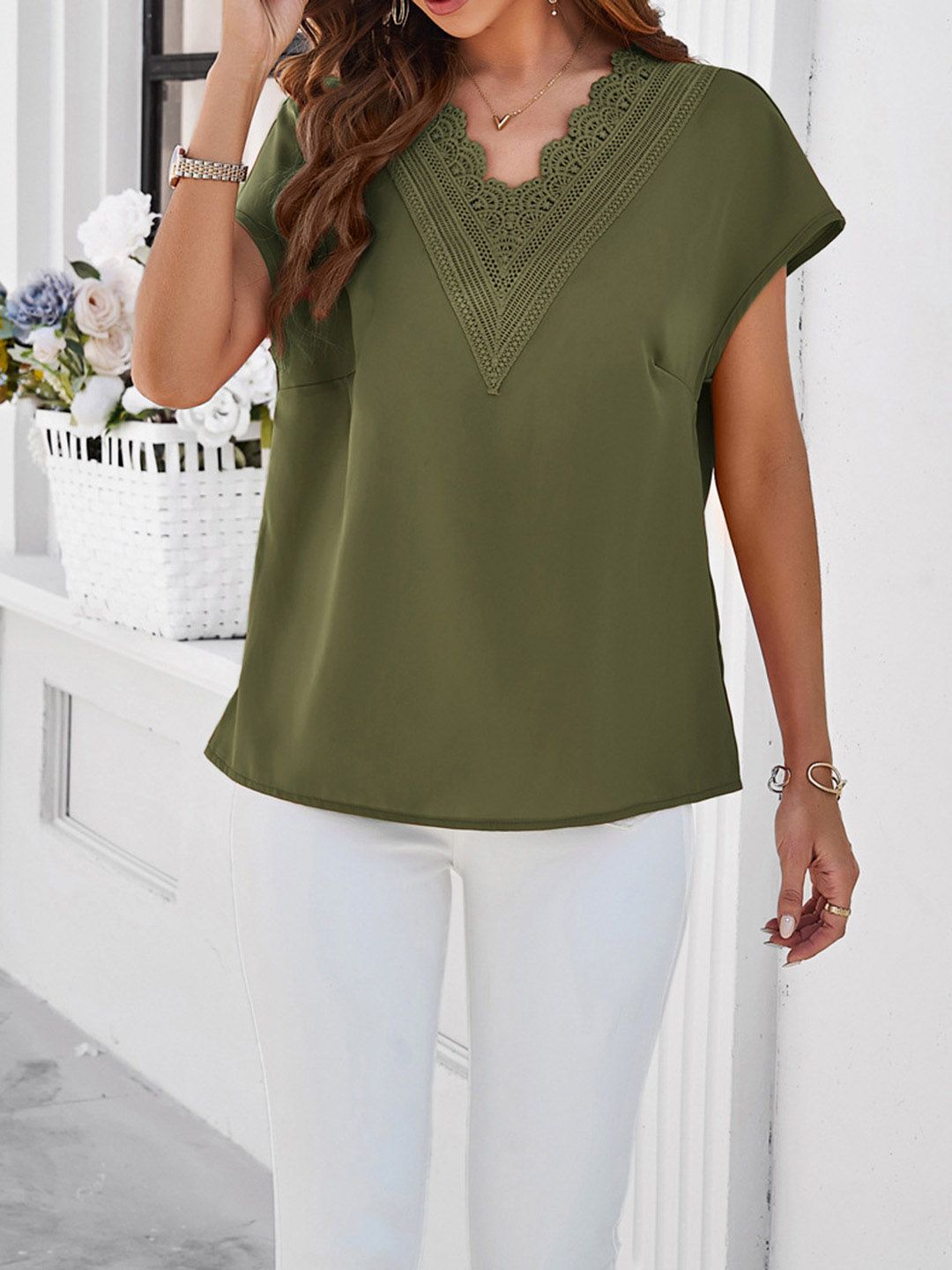 all about you V-Neck Extended Sleeves Regular Top