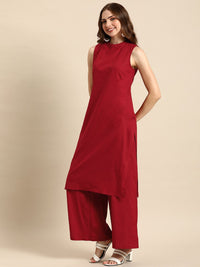 Anouk Women Solid Round Neck Pure Cotton Kurta