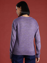 all about you Acrylic Round Neck Self Design Pullover