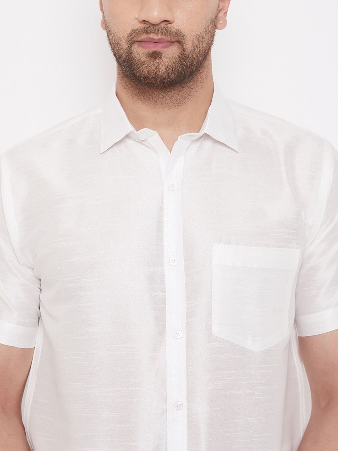 VASTRAMAY Premium Spread Collar Silk Shirt