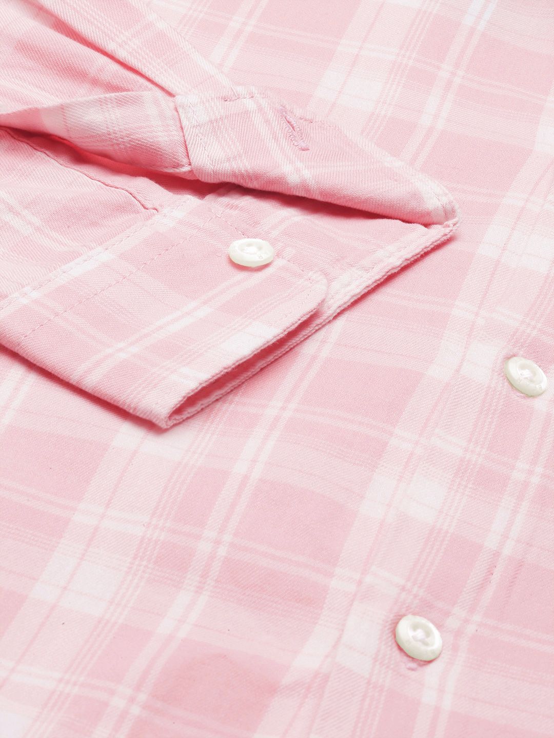 THE BEAR HOUSE Men Pink Slim Fit Tartan Checks Checked Casual Shirt