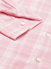 THE BEAR HOUSE Men Pink Slim Fit Tartan Checks Checked Casual Shirt