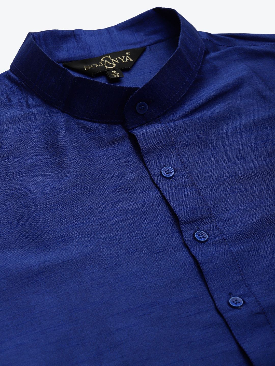 SOJANYA Men Navy Blue Solid Kurta Set With Printed Jacket