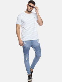 ADRO Men Striped Round Neck Cotton T-shirt