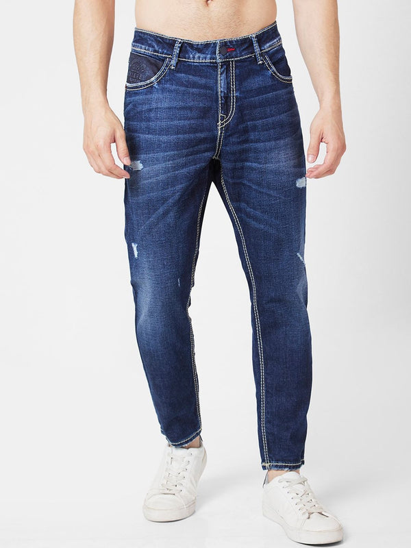 SPYKAR Men Cotton Kano Slim Fit Low Distressed Light Fade Jeans