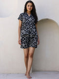 SANSKRUTIHOMES Black Floral Printed Pure Cotton Night suit