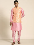 SOJANYA Men Pink Kurta with Churidar