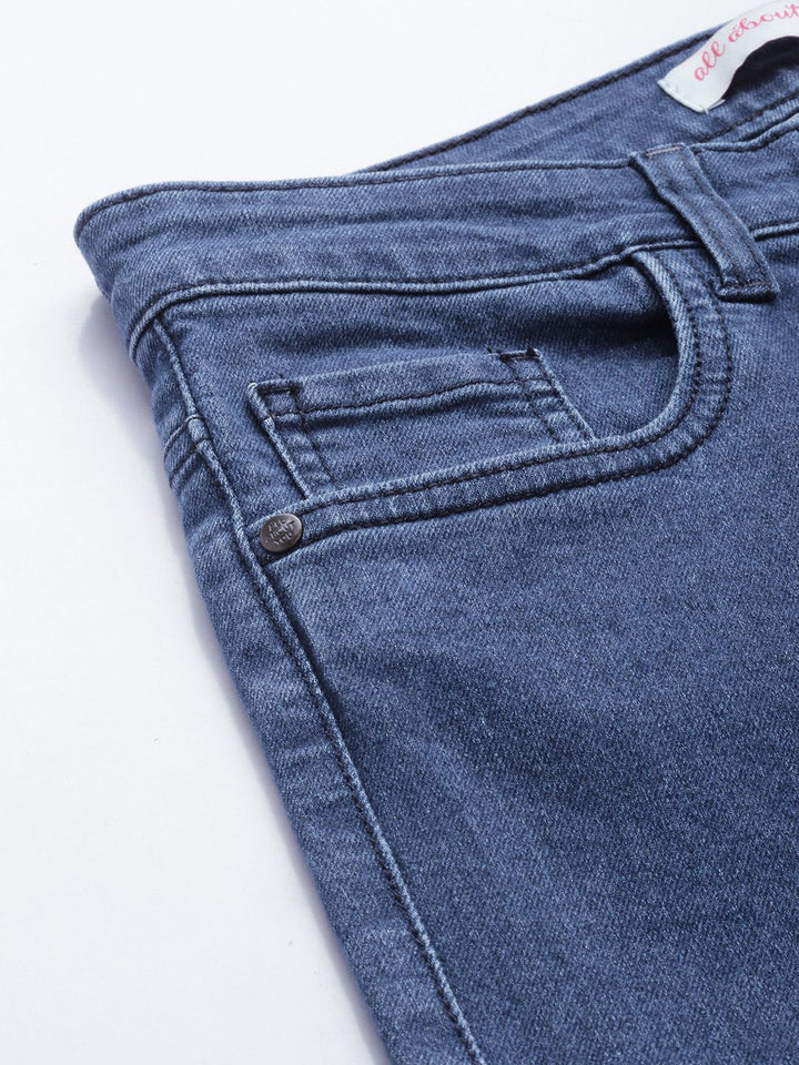 all about you Women Slim Bootcut Fit High-Rise Light Fade Stretchable Jeans