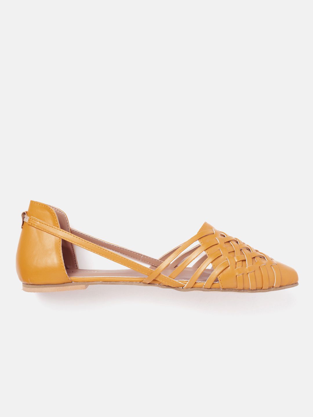 DressBerry Women Mustard Yellow Woven Design Ballerinas