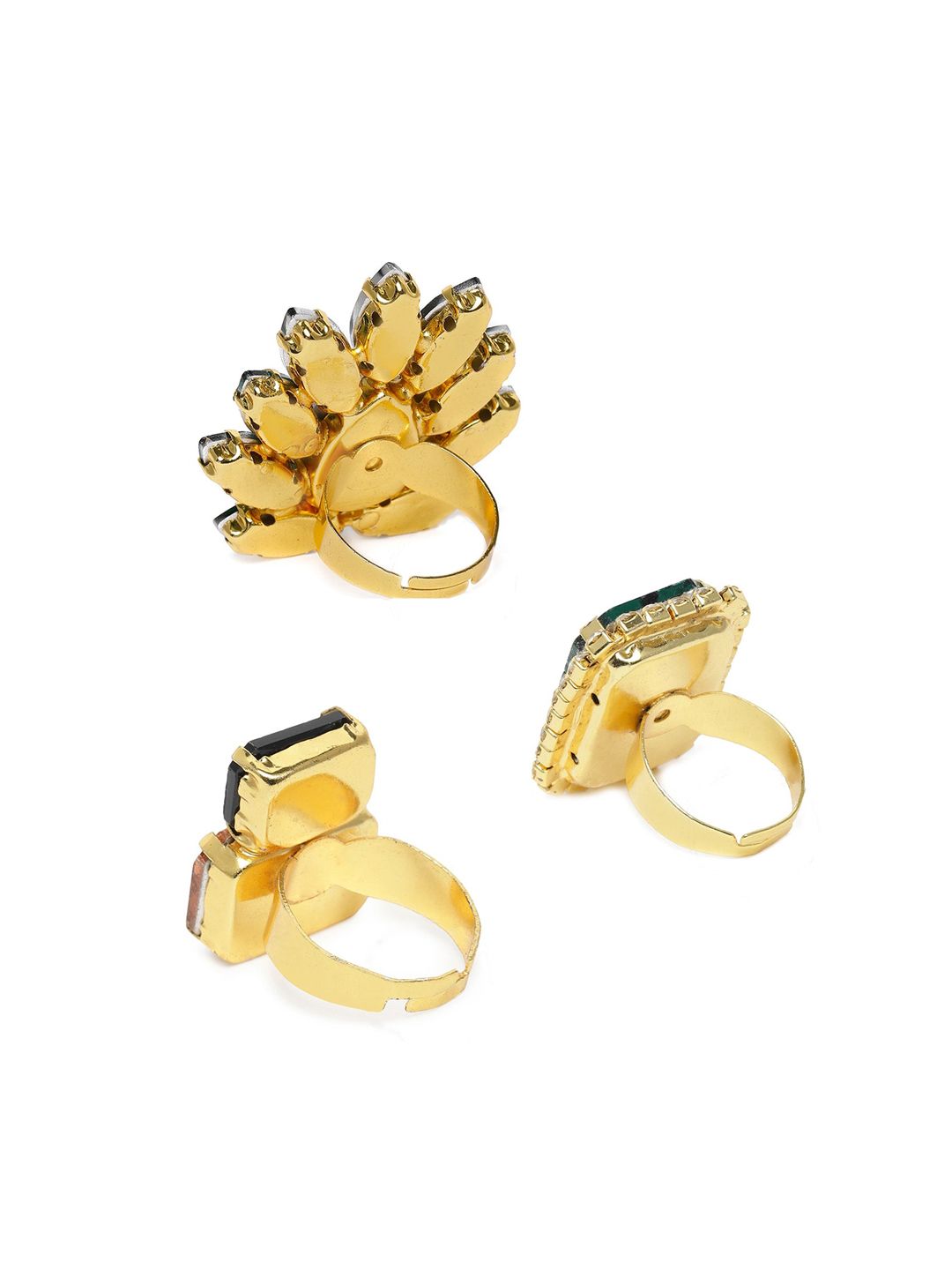 Set Mutiara Zaveri 3 Cincin Jari Boleh Laras Bertampal Batu Bersalut Emas
