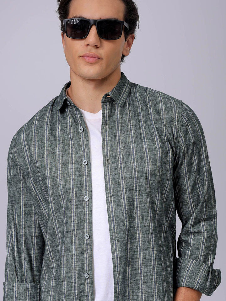 The Indian Garage Co Men Slim Fit Multi Stripes Opaque Striped Casual Shirt