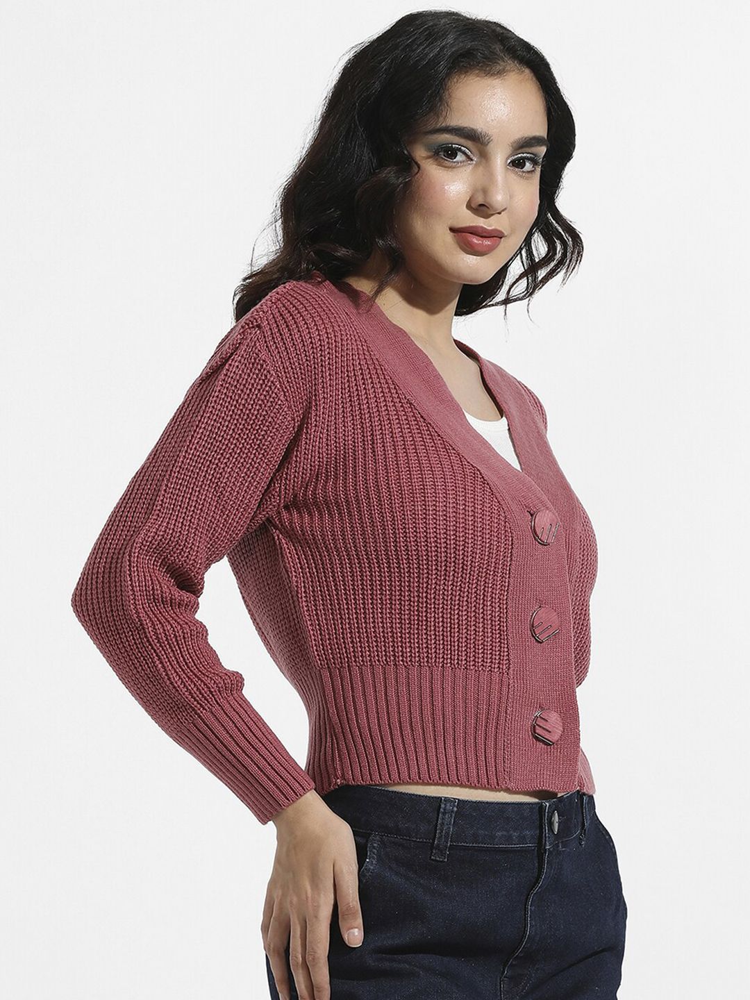 Campus Sutra Cable Knit Woollen Cardigan