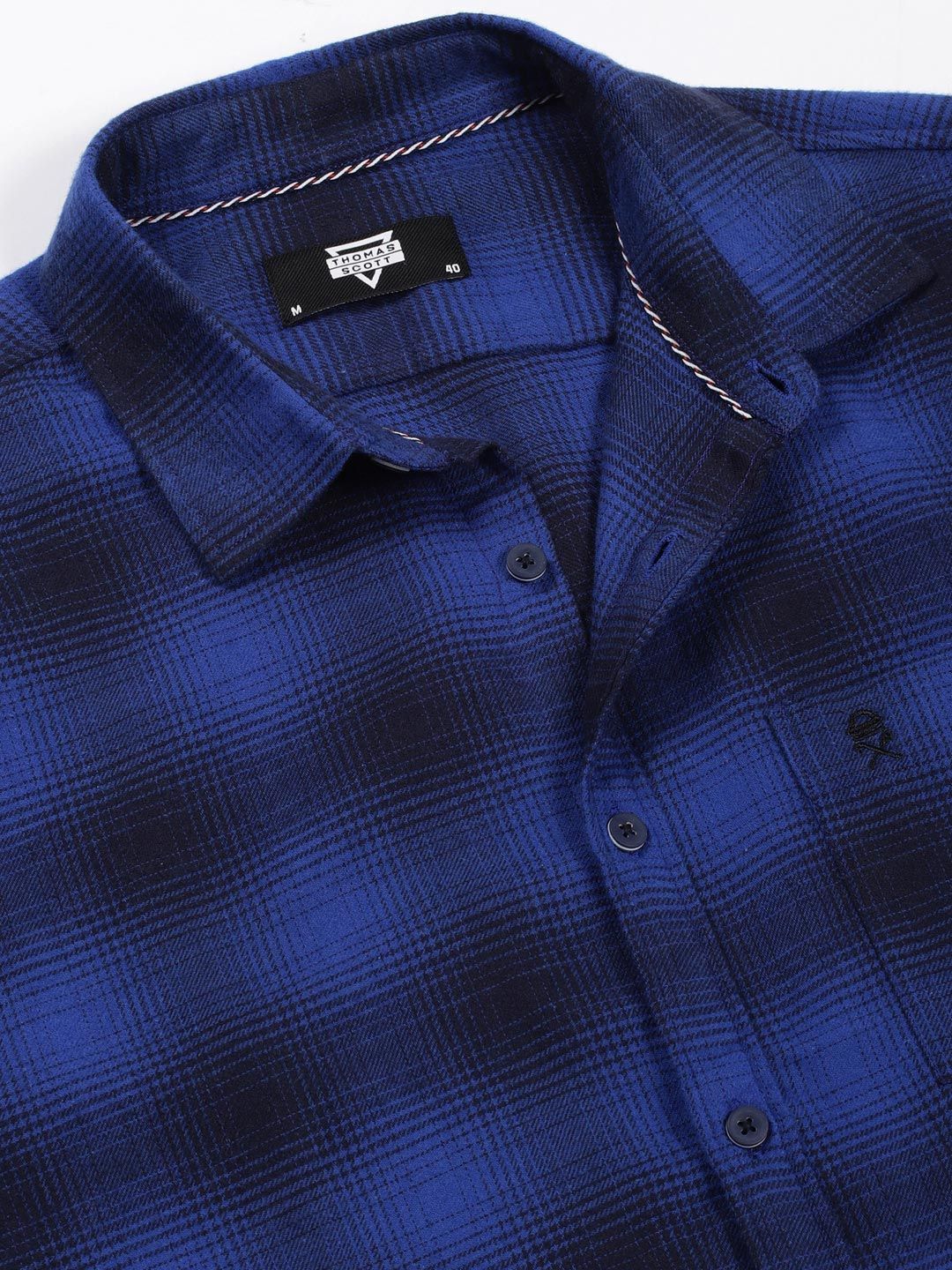 Thomas Scott Men Smart Opaque Flannel Checks Casual Shirt
