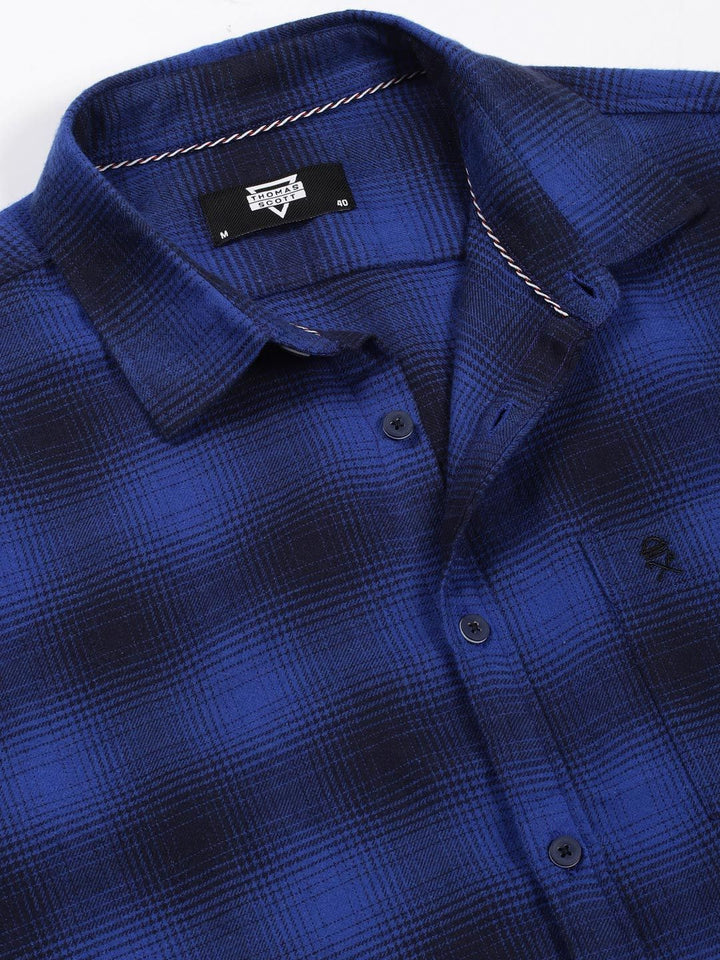 Thomas Scott Men Smart Opaque Flannel Checks Casual Shirt