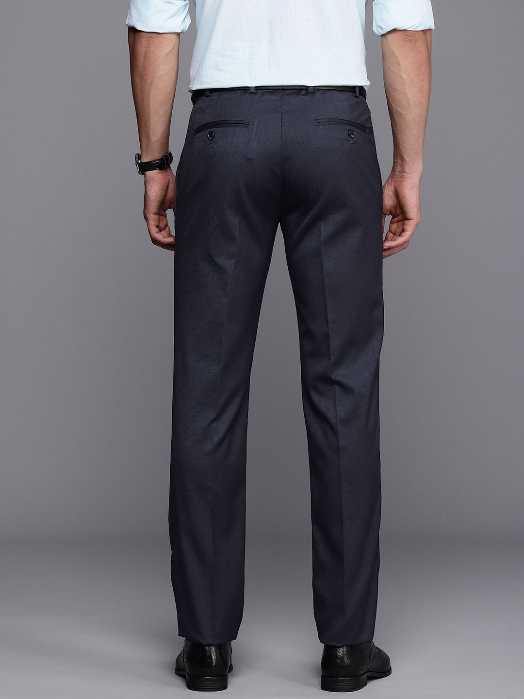 Raymond Men Textured Slim Fit Formal Trousers