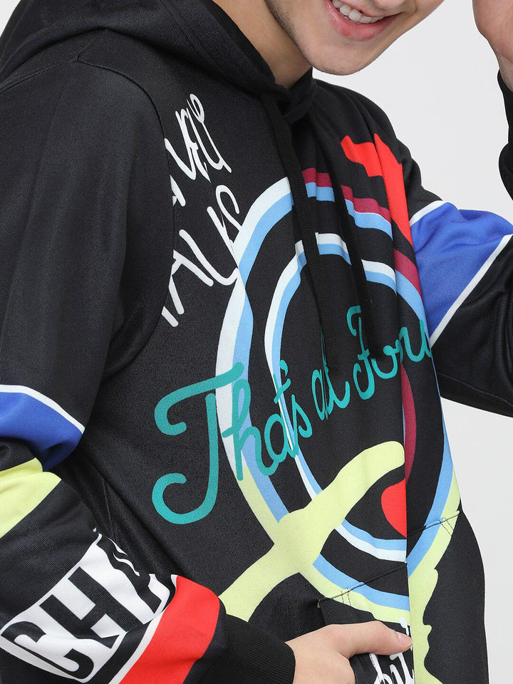 HIGHLANDER Men Black Printed Hooded Sweatshirt