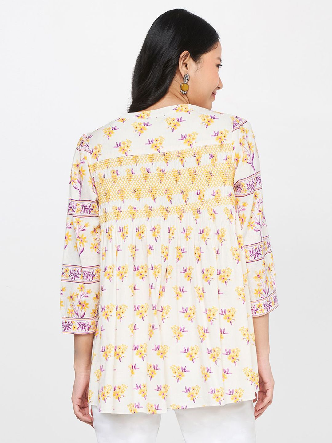 Global Desi Floral Print Cotton Top