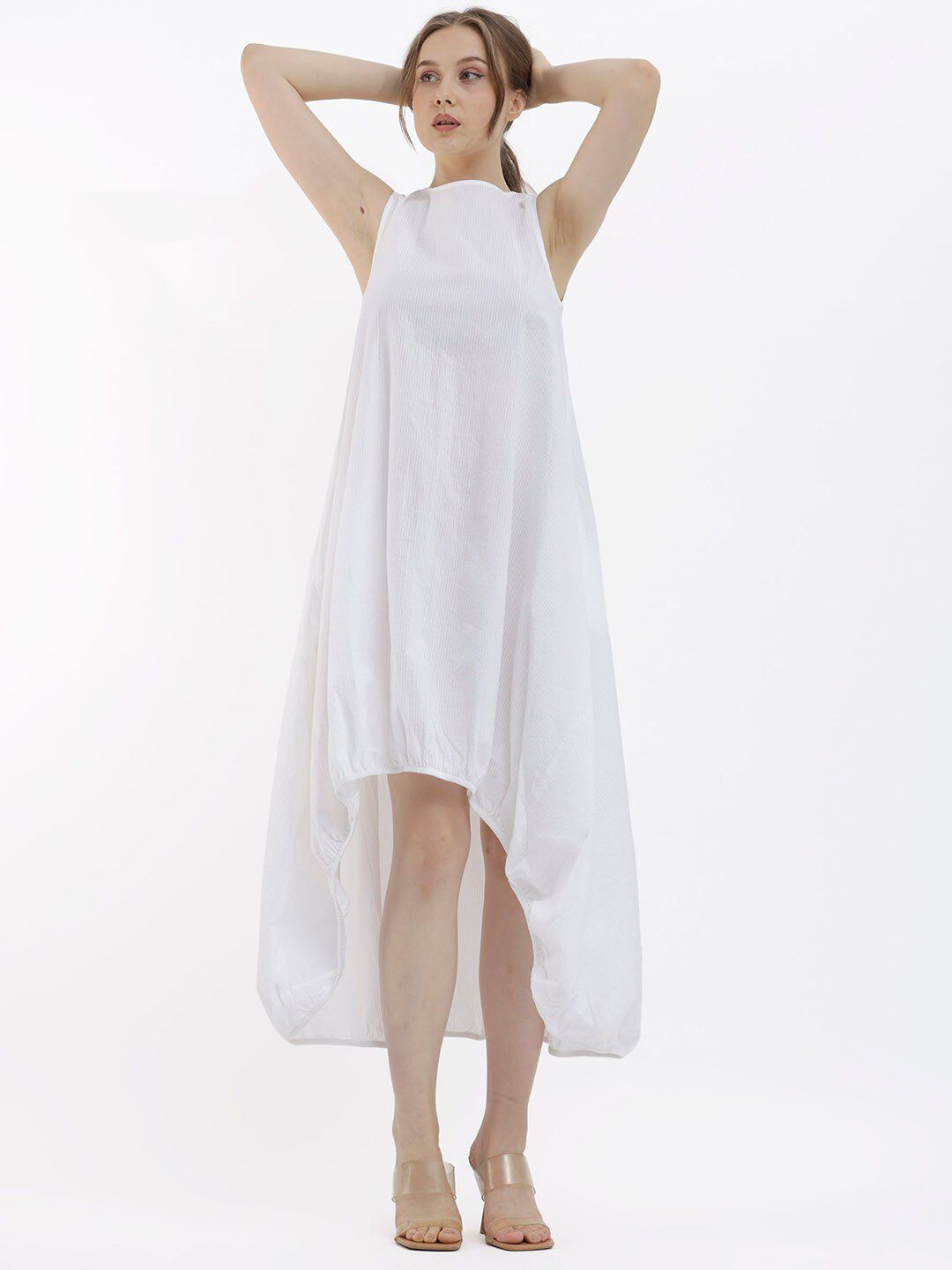 RAREISM Rounf Neck Striped A-Line Maxi Dress