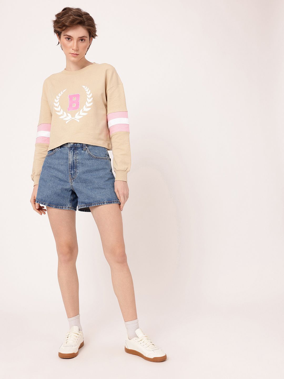 DressBerry Printed Cotton Terry Relaxed Fit Sweatshirt