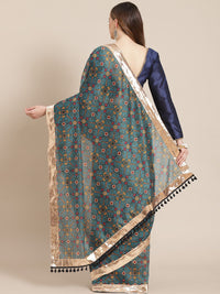 Shae by SASSAFRAS Teal Green & Maroon Ethnic Motifs Print Gotta Patti Patola Saree