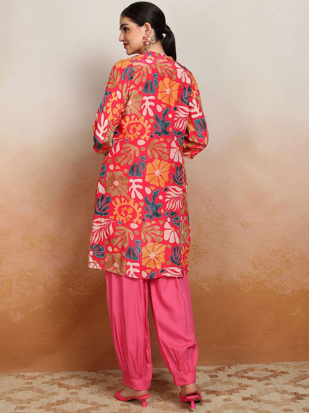 Vishudh Women Printed Crop Top & Pant with Jacket Co-Ord Set