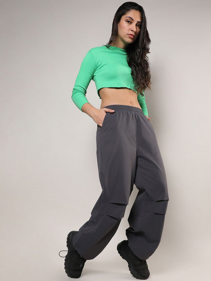 Campus Sutra Women Relaxed Loose Fit Easy Wash Pleated Chinos Trousers
