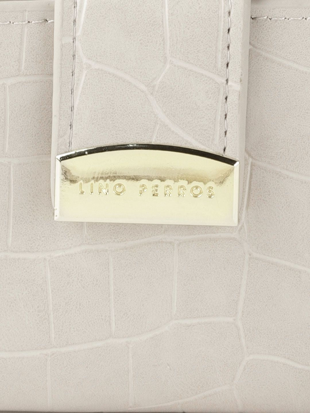 Lino Perros Women Grey Croc Textured Two Fold Wallet