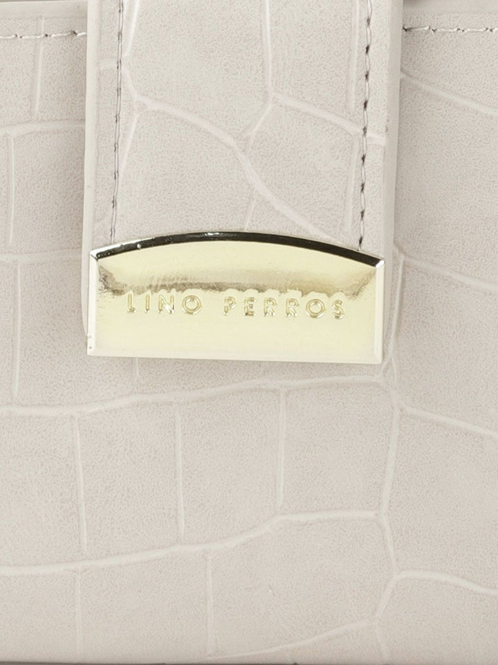 Lino Perros Women Grey Croc Textured Two Fold Wallet