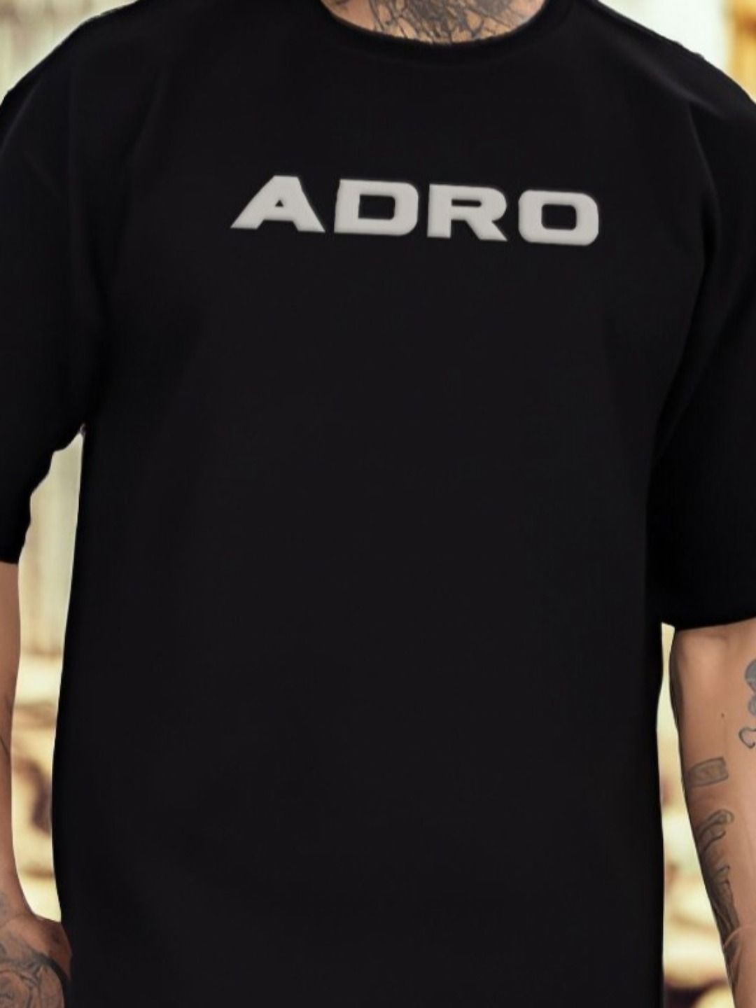 ADRO Graphic Printed Drop-Shoulder Sleeves Cotton Oversized T-shirt
