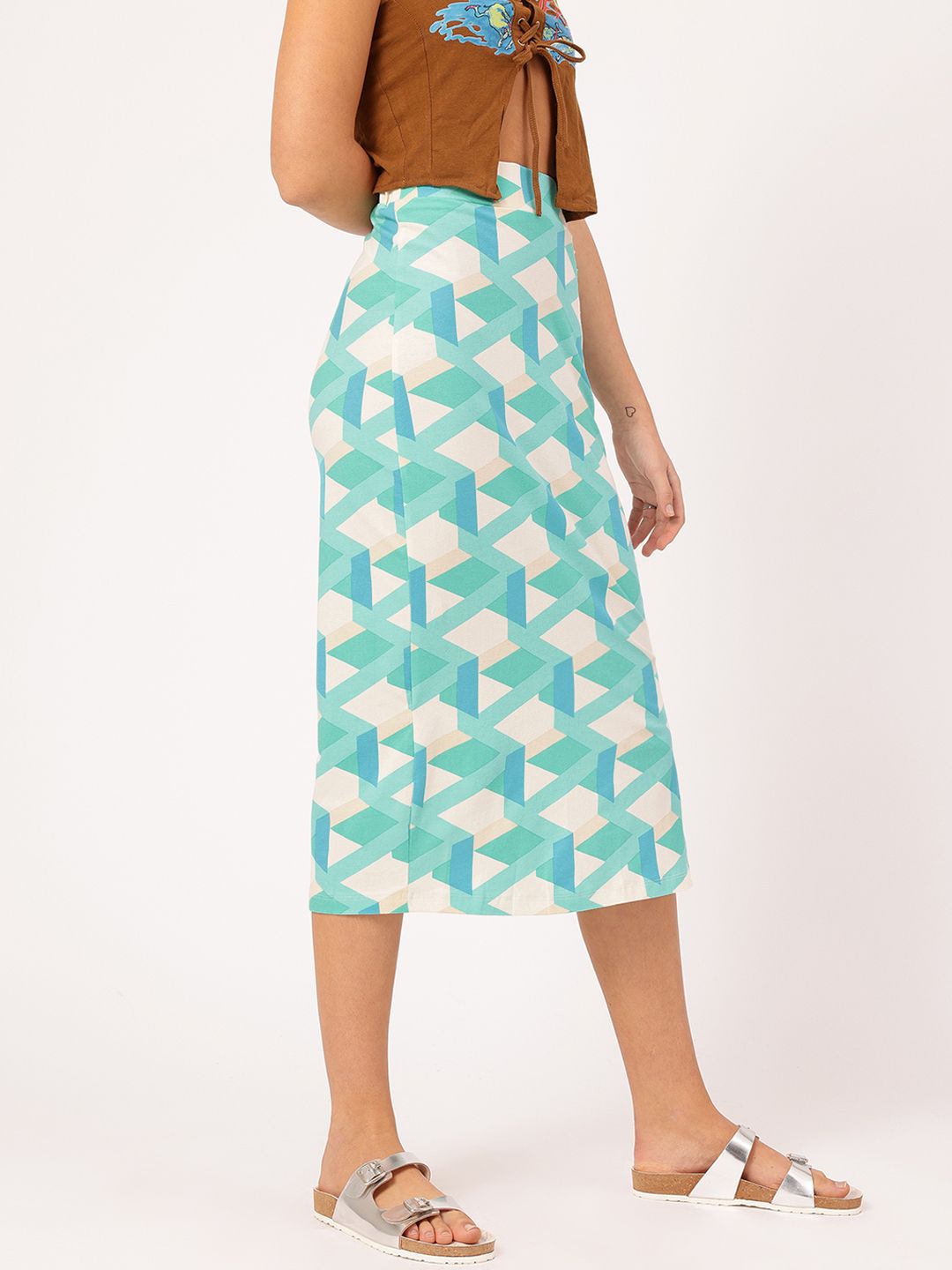 DressBerry Girly Glam Ruched Side Slit Midi Pencil Skirt