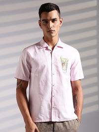 Eszett Lemon-Glass Cuban Collar Cotton Shirt