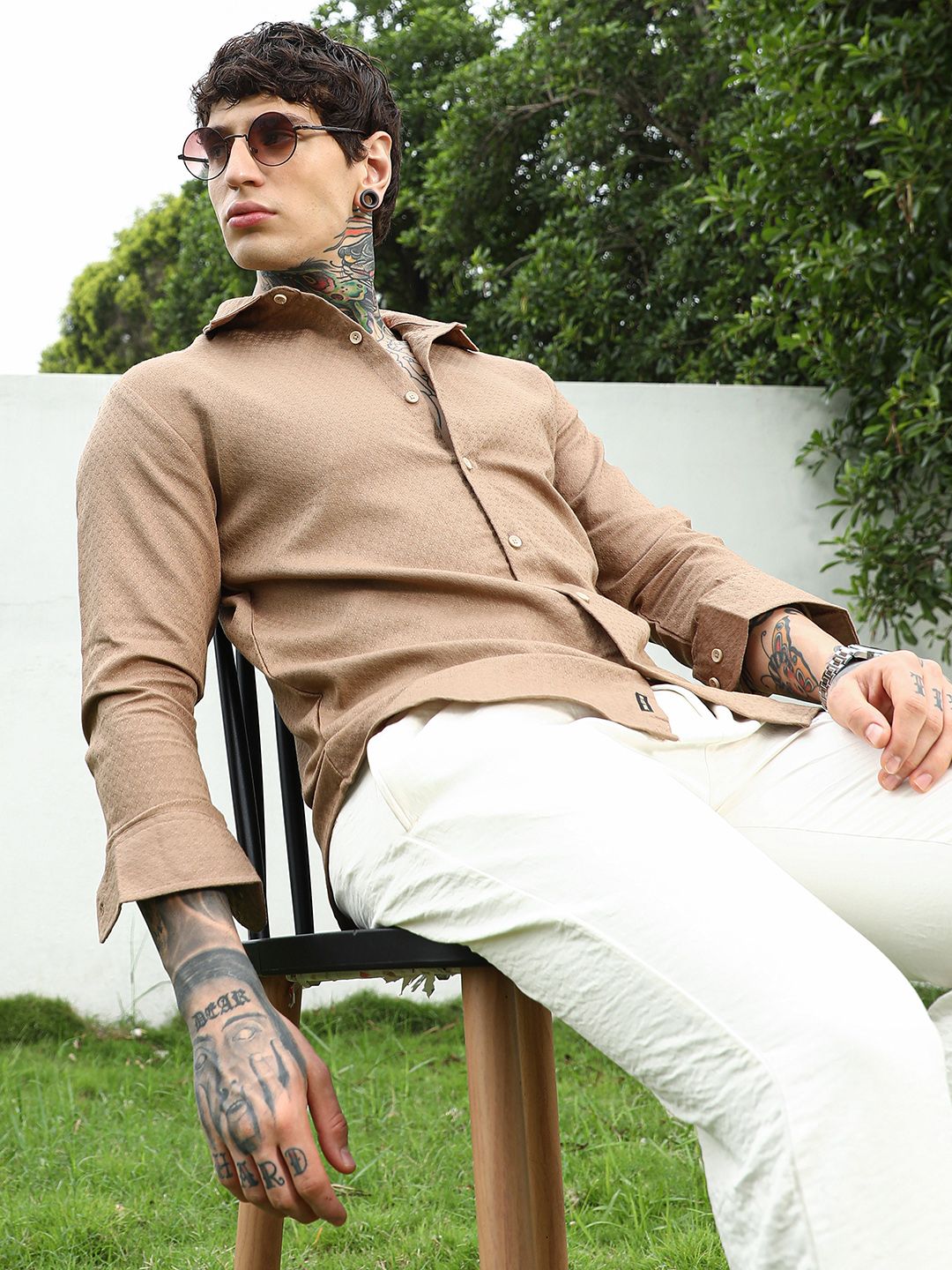 Campus Sutra Textured Casual Shirt