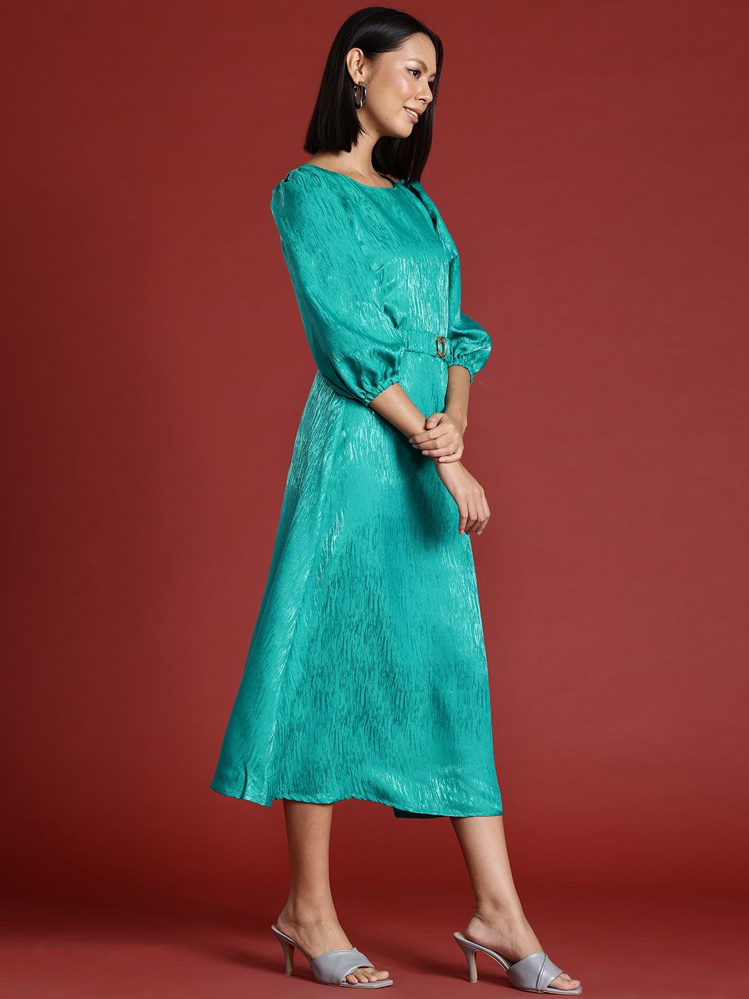 all about you Self-Design A-Line Midi Dress with Belt
