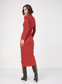 SASSAFRAS Long Sleeve High Neck Sheath Midi Dress
