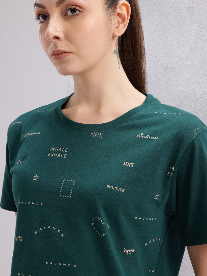 HRX by Hrithik Roshan Typography Print Crop Yoga T-shirt