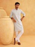 SOJANYA Ethnic Motifs Embroidered Regular Thread Work Pure Cotton Kurta with Churidar