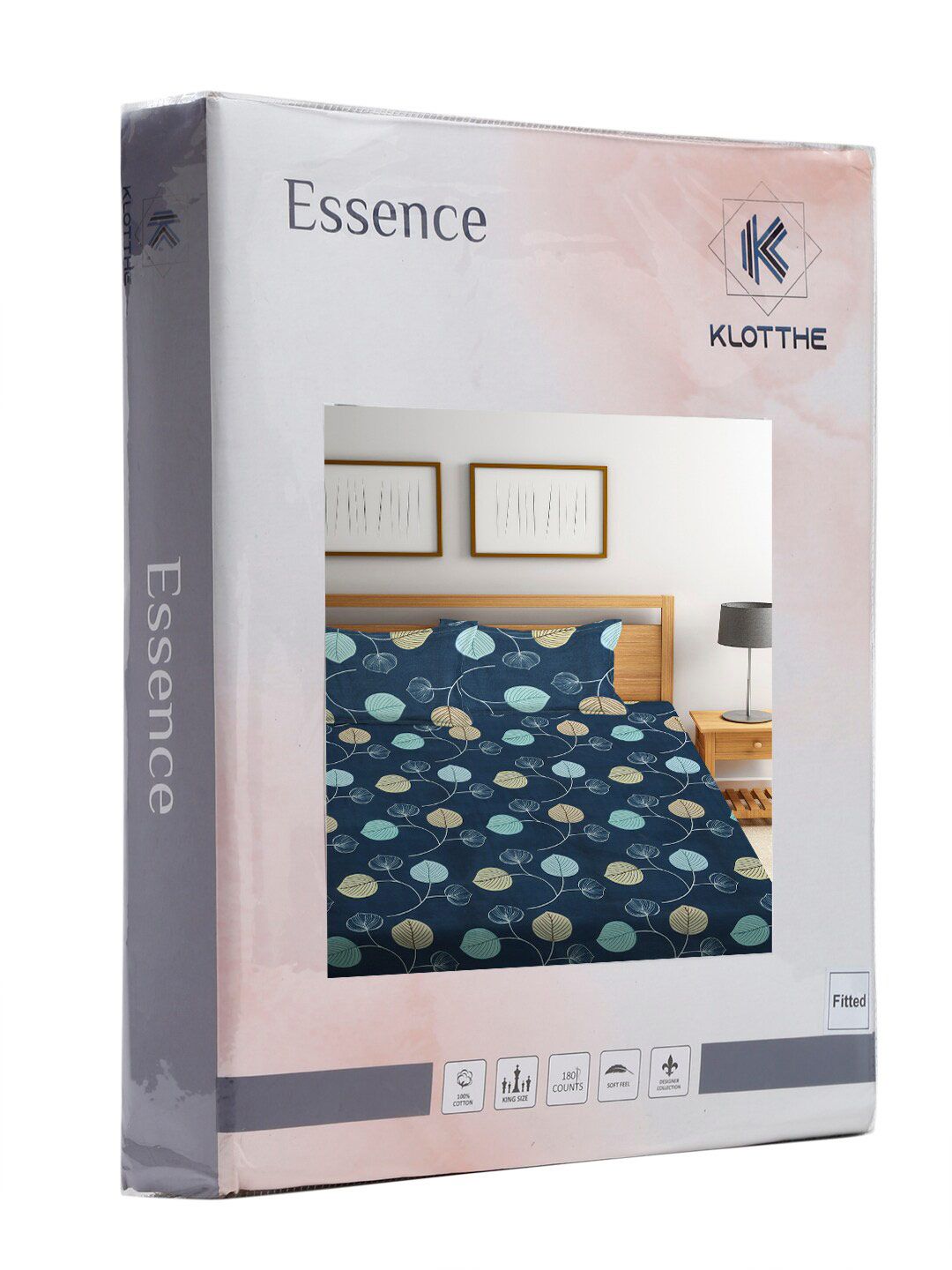 KLOTTHE Blue Floral 300 TC Cotton Blend Double Bedsheet Set