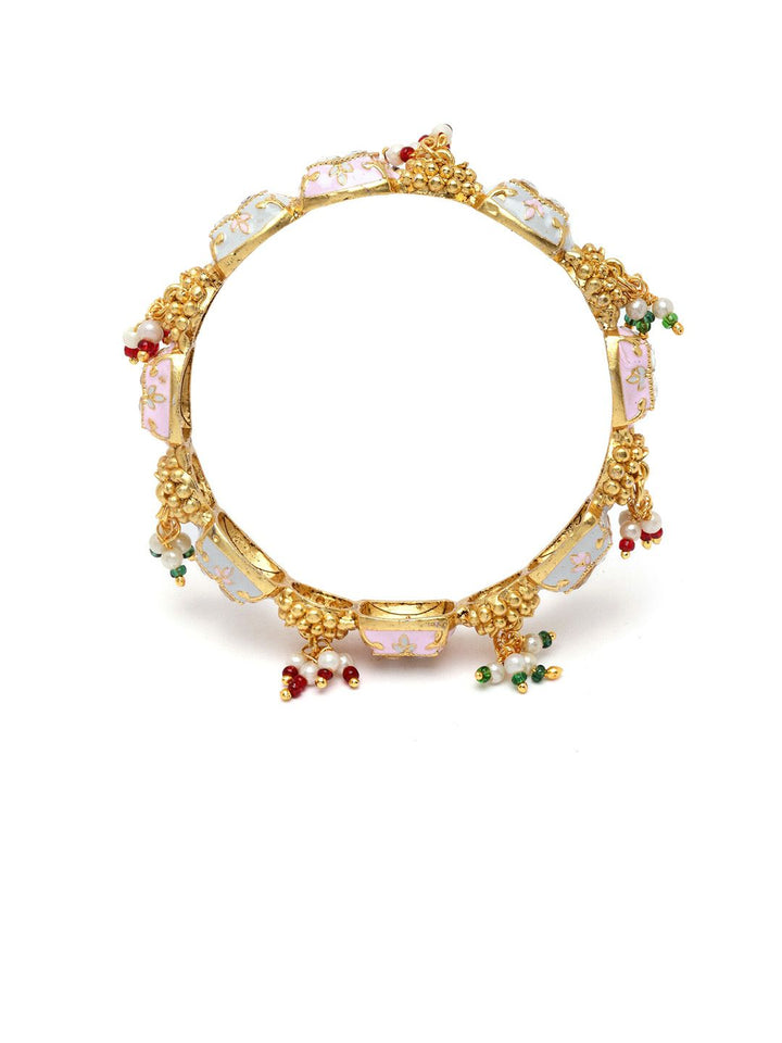 KARATCART Set Of 2 Gold-Plated Stone Studded Bangles