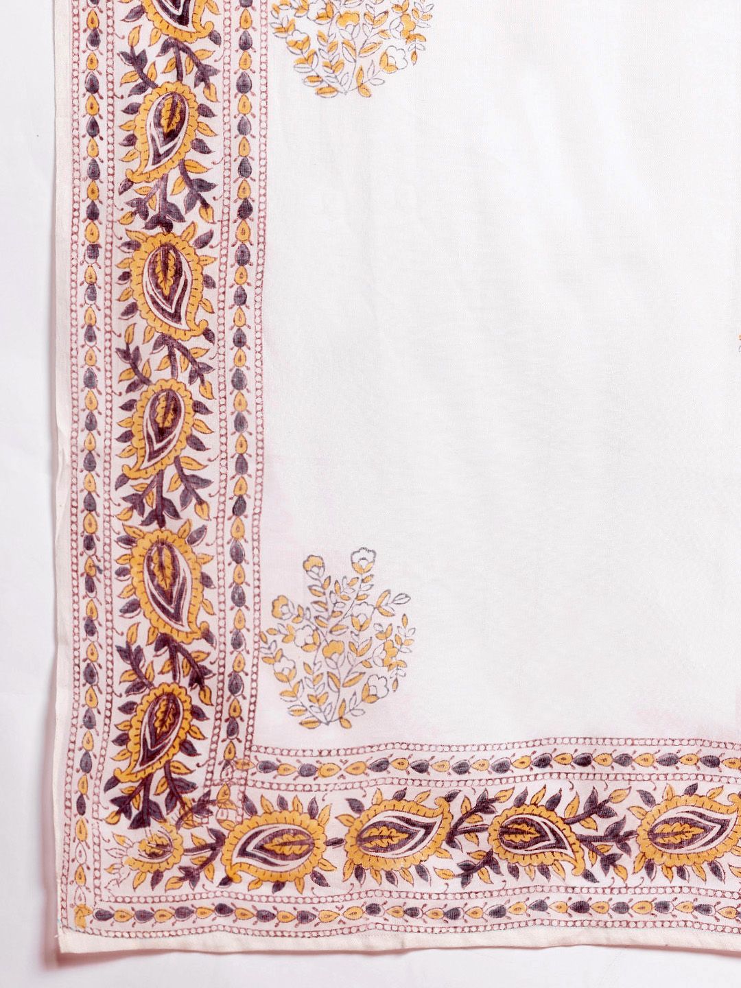 Indo Era Ethnic Motifs Printed Empire Mirror Work Pure Cotton Kurta Set