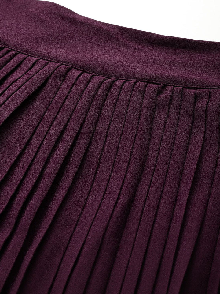 all about you Women Accordion Pleats High Waist Midi Skirt