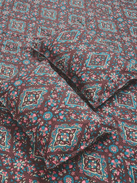 Myntra Elegant Homes Coklat Floral 300 TC Cadar dengan 2 Sarung Bantal