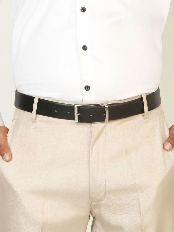 Teakwood Leathers Men Textured Leather Reversible Formal Belt