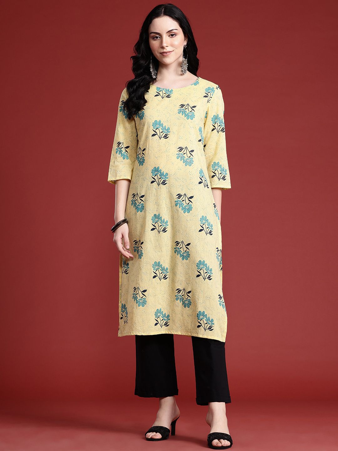 Anouk Women Pure Cotton Floral Printed Kurta