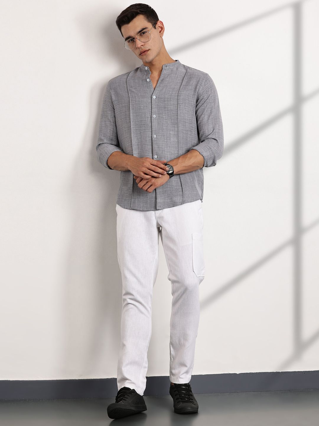 Thomas Scott Men Premium Slim Fit Opaque Casual Shirt
