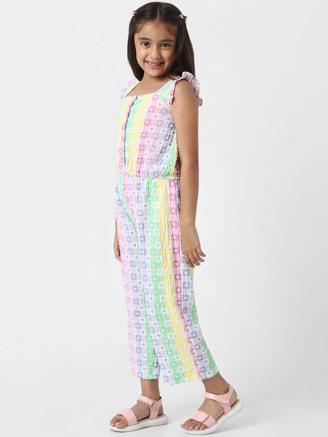 Nauti Nati Girls Heart Prints Crop Top & Pants Clothing Set