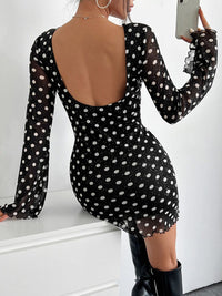 all about you Polka Dot Print Flared Sleeve Top