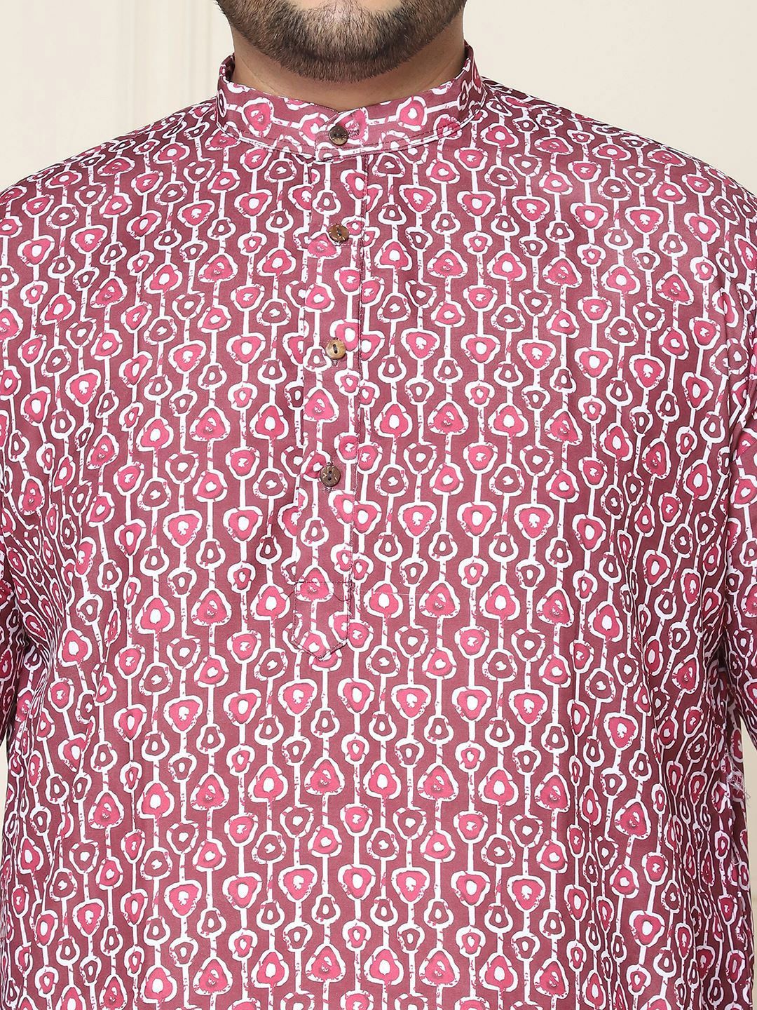 SOJANYA PLUS Ethnic Motifs Band Collar Straight Kurta With Pyjamas