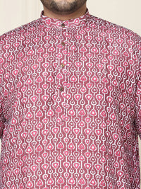 SOJANYA PLUS Ethnic Motifs Band Collar Straight Kurta With Pyjamas